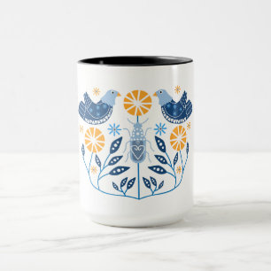 Scandinavian Folk Art Prints   Nordic Decor Mug