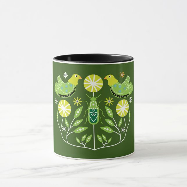 Scandinavian Folk Art Prints | Nordic Decor Mug Th (Center)