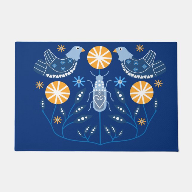 Scandinavian Folk Art Prints | Nordic Decor Mug Th Doormat (Front)