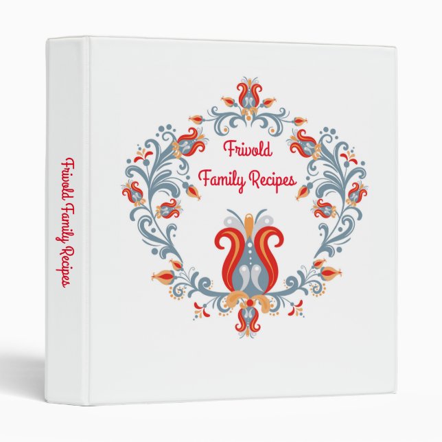 Scandinavian Folk Art Recipe Binder (Front/Spine)