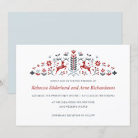 Scandinavian Folk Art Reindeer and Hearts Wedding