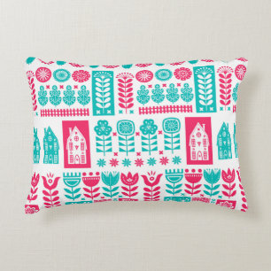 Scandinavian folk art seamless vintage pattern wit accent pillow