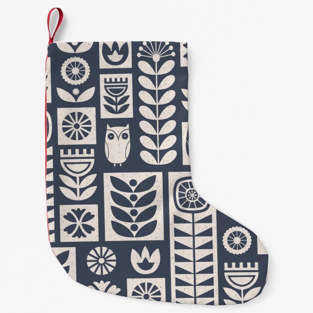 Scandinavian folk art seamless vintage pattern wit small christmas stocking (Front)