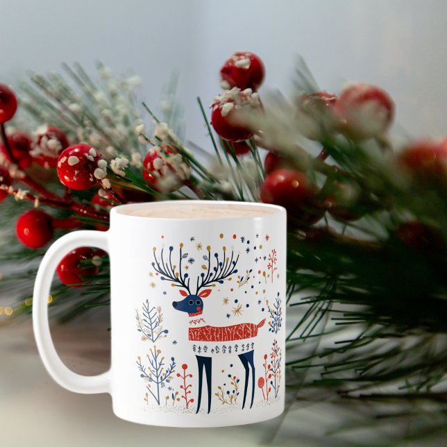 Scandinavian folk art style deer Christmas holiday Coffee Mug (Creator Uploaded)