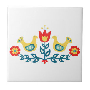 Scandinavian Folk Art Tile