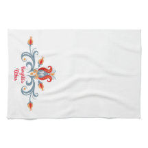 Scandinavian Folk Art Velkommen Kitchen Towel