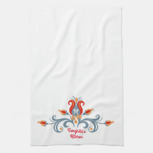 Scandinavian Folk Art Velkommen Kitchen Towel