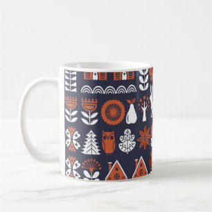 Scandinavian Folk Art Vintage Pattern Coffee Mug
