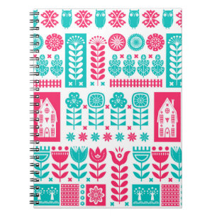 Scandinavian Folk Art: Vintage Seamless Notebook