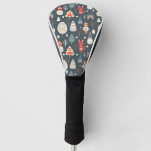 Scandinavian folk art with Christmas gnomes Golf Head Cover