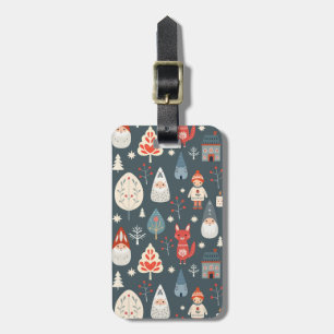 Scandinavian folk art with Christmas gnomes Luggage Tag