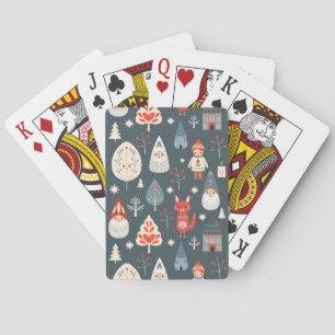 Scandinavian folk art with Christmas gnomes Playing Cards