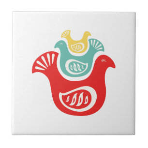 Scandinavian Folk Birds Tile