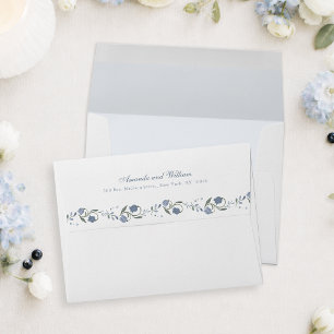 Scandinavian Folk Dusty Blue Wedding  Envelope