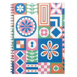 Scandinavian Folk Floral Abstract Pattern Notebook
