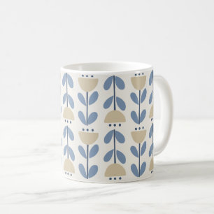 Scandinavian Folk Floral Stripe Pattern Coffee Mug