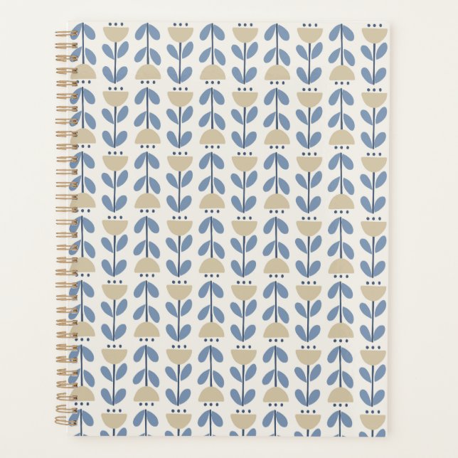 Scandinavian Folk Floral Stripe Pattern Planner (Front)
