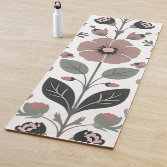 Scandinavian Folk Florals – Stylized Primroses  Yoga Mat (In Situ)
