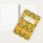Scandinavian Folk Flower in Yellow Personalized Planner<br><div class="desc">Modern Scandinavian style folk flower drawing in yellow,  pink,  and grey,  personalized with your name.</div>