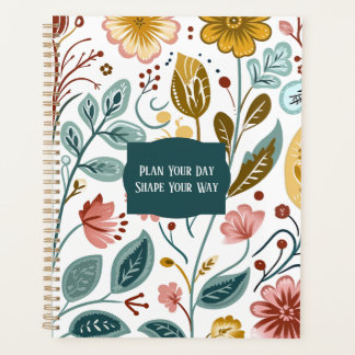 Scandinavian folk flowers in muted colours planner