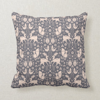 Scandinavian Folk Forest Throw Pillow