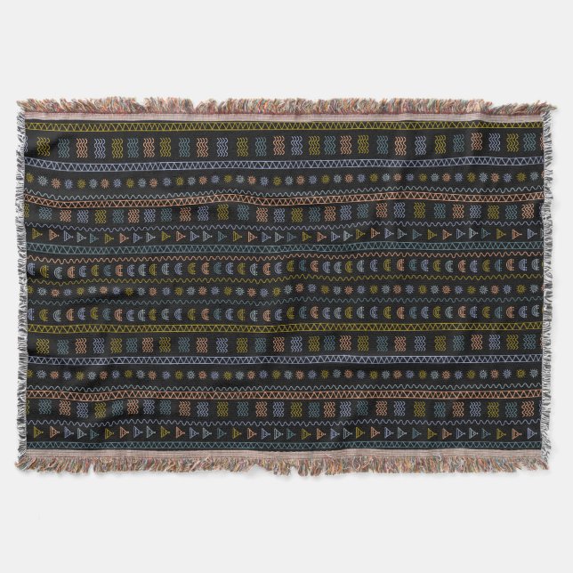 Scandinavian Folk Pattern Cozy Throw Blanket (Front)