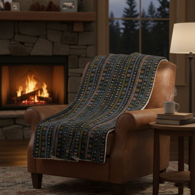 Scandinavian Folk Pattern Cozy Throw Blanket (Creator Uploaded)