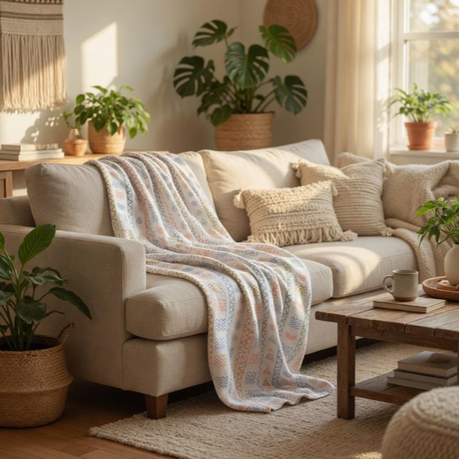 Scandinavian Folk Pattern Cozy Throw Blanket (Creator Uploaded)