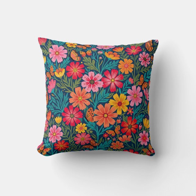 Scandinavian Folk Pattern Throw Pillow (Front)