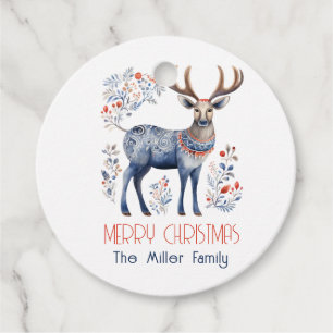 Scandinavian Folk Reindeer Christmas Party Suplies Favour Tags