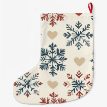 Scandinavian Folk Snowflakes and Hearts Christmas 