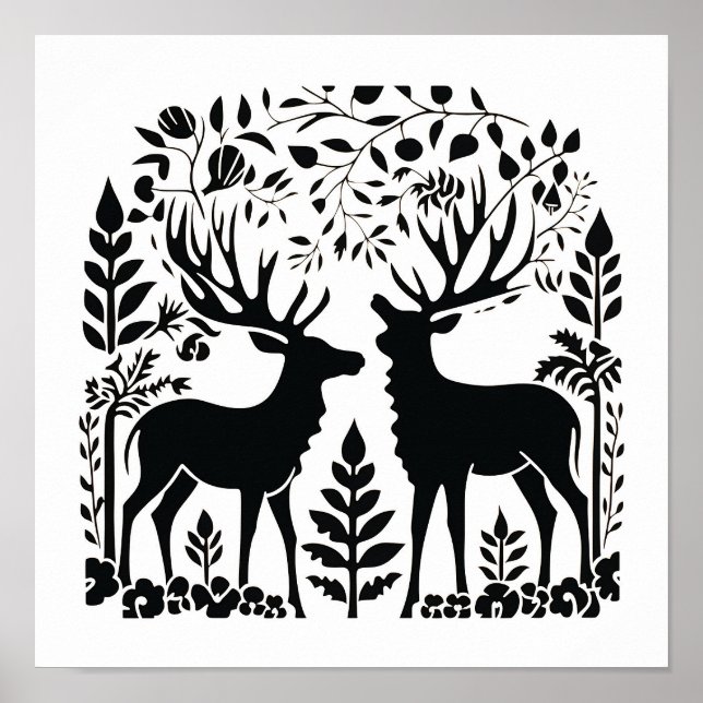 Scandinavian Folk Woodland Art Poster (Front)