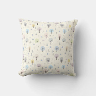Scandinavian Forest Seamless Pattern Throw Pillow