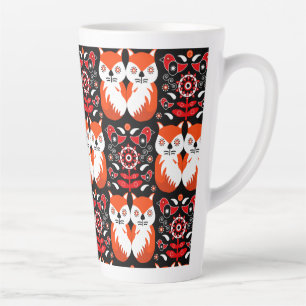Scandinavian Fox Folk Art Latte Mug