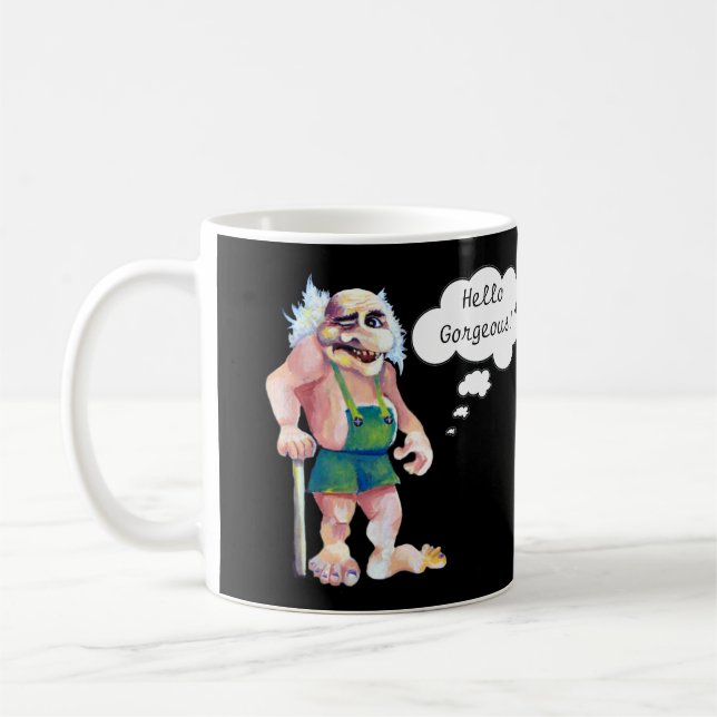 Scandinavian Funny Looking Love Troll Coffee Mug (Left)
