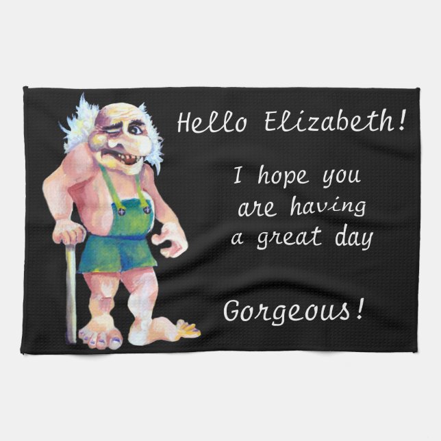 Scandinavian Funny Looking LoveTroll Kitchen Towel (Horizontal)