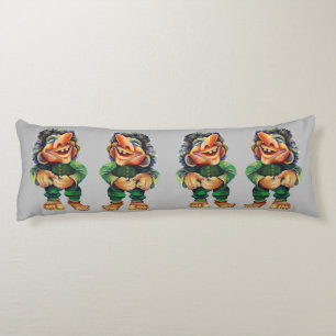 Scandinavian Funny Troll Illustration Watercolor Body Pillow