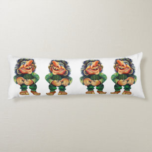 Scandinavian Funny Troll Illustration Watercolor Body Pillow