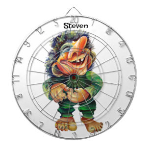 Scandinavian Funny Troll Illustration Watercolor Dartboard