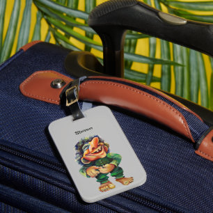 Scandinavian Funny Troll Illustration Watercolor Luggage Tag