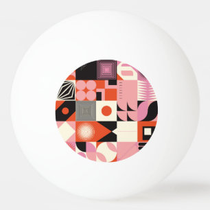Scandinavian Geometric: Colorful Artwork Pattern Ping Pong Ball