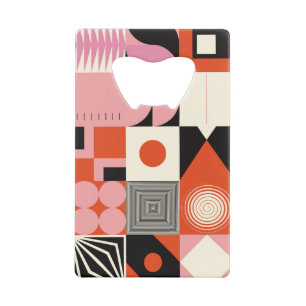 Scandinavian Geometric: Colourful Artwork Pattern Credit Card Bottle Opener