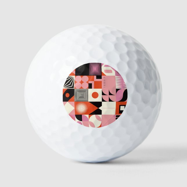Scandinavian Geometric: Colourful Artwork Pattern Golf Balls (Front)