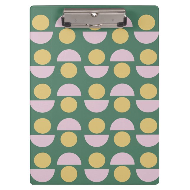Scandinavian Geometric Floral Pattern in Green Clipboard (Front)