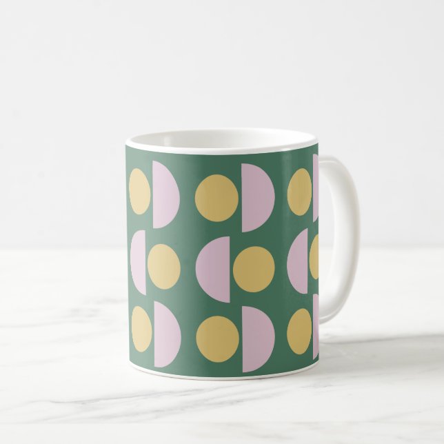 Scandinavian Geometric Floral Pattern in Green Coffee Mug (Front Right)