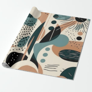 Scandinavian Geometric Navy Teal Terracotta Cream Wrapping Paper