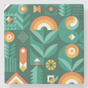 Scandinavian Geometric, Vintage Agriculture Symbol Stone Coaster