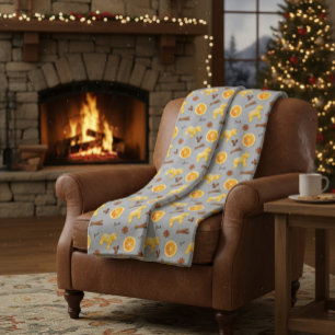 Scandinavian Gingerbread & Citrus Holiday  Fleece Blanket