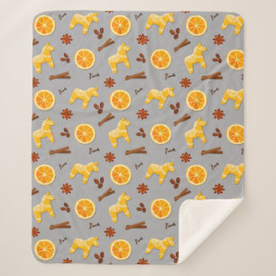 Scandinavian Gingerbread & Citrus Holiday  Sherpa Blanket
