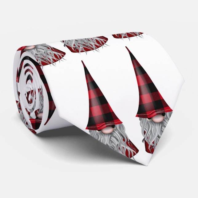 Scandinavian Gnome in Buffalo Plaid Tie (Rolled)